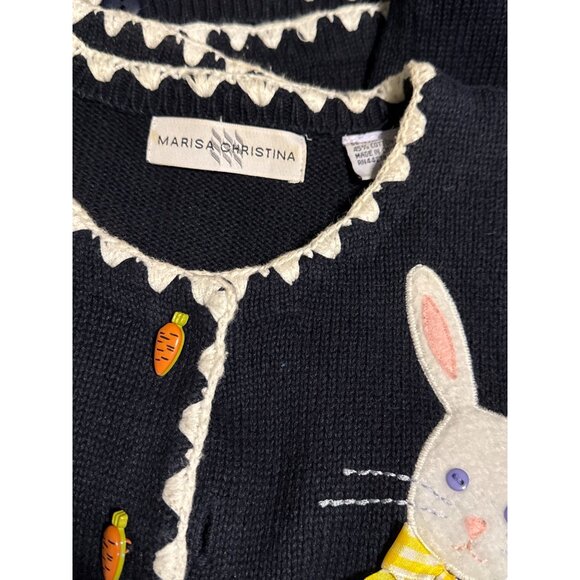 Vintage Marisa Christina Rabbit Bunny Easter Cardigan Sweater Large - Picture 5 of 5